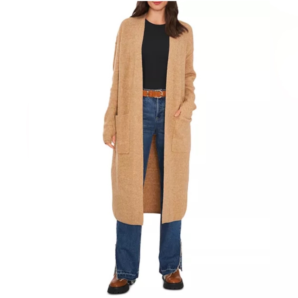 Long Cozy Open-Front Cardigan Sweater